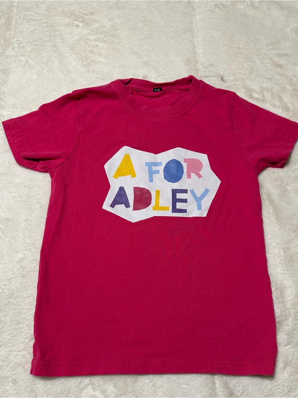 Girls' Bright Pink 'A for Adley' Short Sleeve Graphic Tee